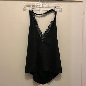 Black Lace Trim Tank Top